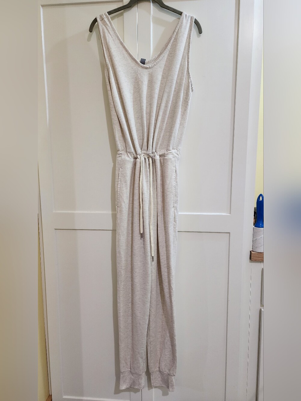 Joe Fresh Light Beige Sleeveless Drawstring Jumpsuit
